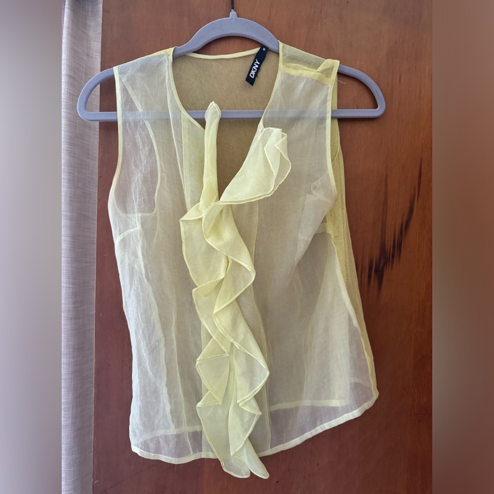 Vintage Sheer yellow DKNY blouse